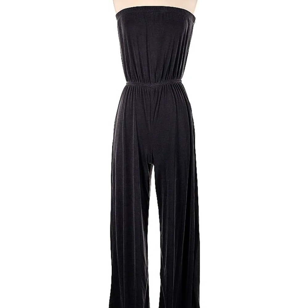 Forever 21 Black Strapless Jumpsuit with Wide-Leg Design